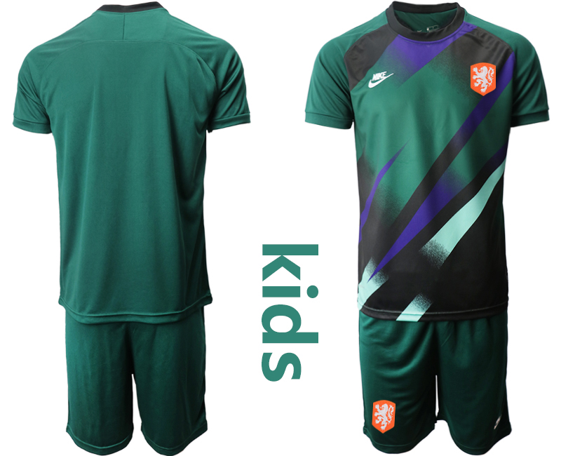 2021 European Cup Netherlands Dark green Youth goalkeeper soccer jerseys